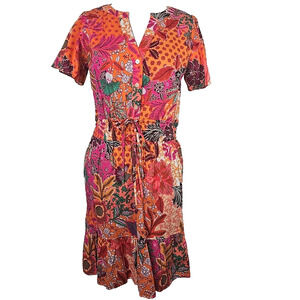 Ann Taylor Petites Floral Poplin Ruffle hem Shirt Dress MP NWT $95